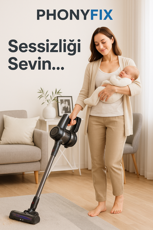 PhonyFix Kablosuz Dikey Süpürge – 2200mAh Uzun Pil Ömrü + Evcil Hayvan Aparatı Hediyeli
