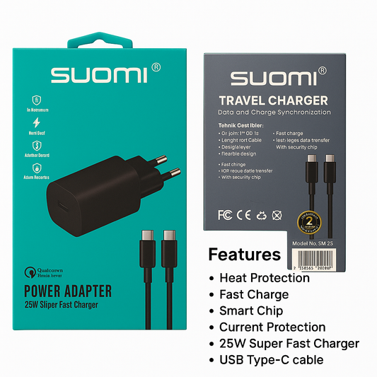 SUOMI 25W Süper Hızlı USB-C Şarj Adaptörü